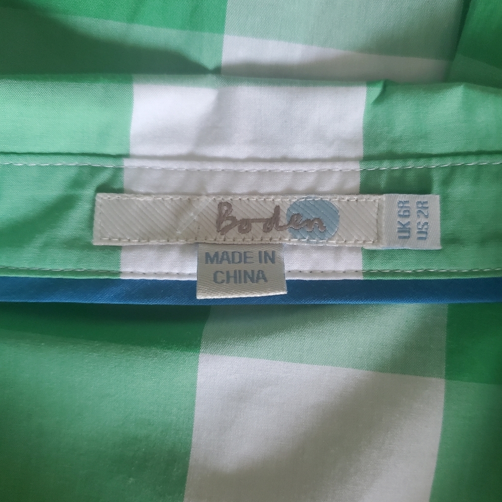 Boden Green and White Gingham Shirt Dress - Picture 5 of 6